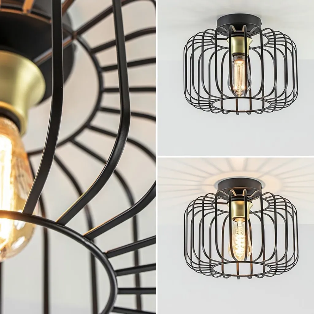 Straluma Ronde plafondlamp draad zwart met goud> Draadlampen|Keukenverlichting