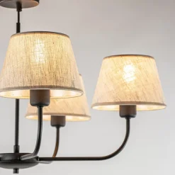 Straluma Ronde plafondlamp 5-lichts zwart met taupe kapjes></noscript> Keukenverlichting|Eetkamerverlichting