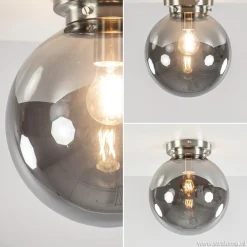 Straluma Ronde plafondlamp smokey glas met nikkel></noscript> Keukenverlichting|Halverlichting