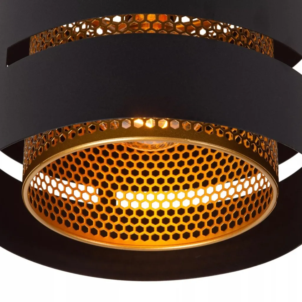 Straluma Ronde plafondlamp zwart metaal met goud> Plafondlampen|Industriële Verlichting