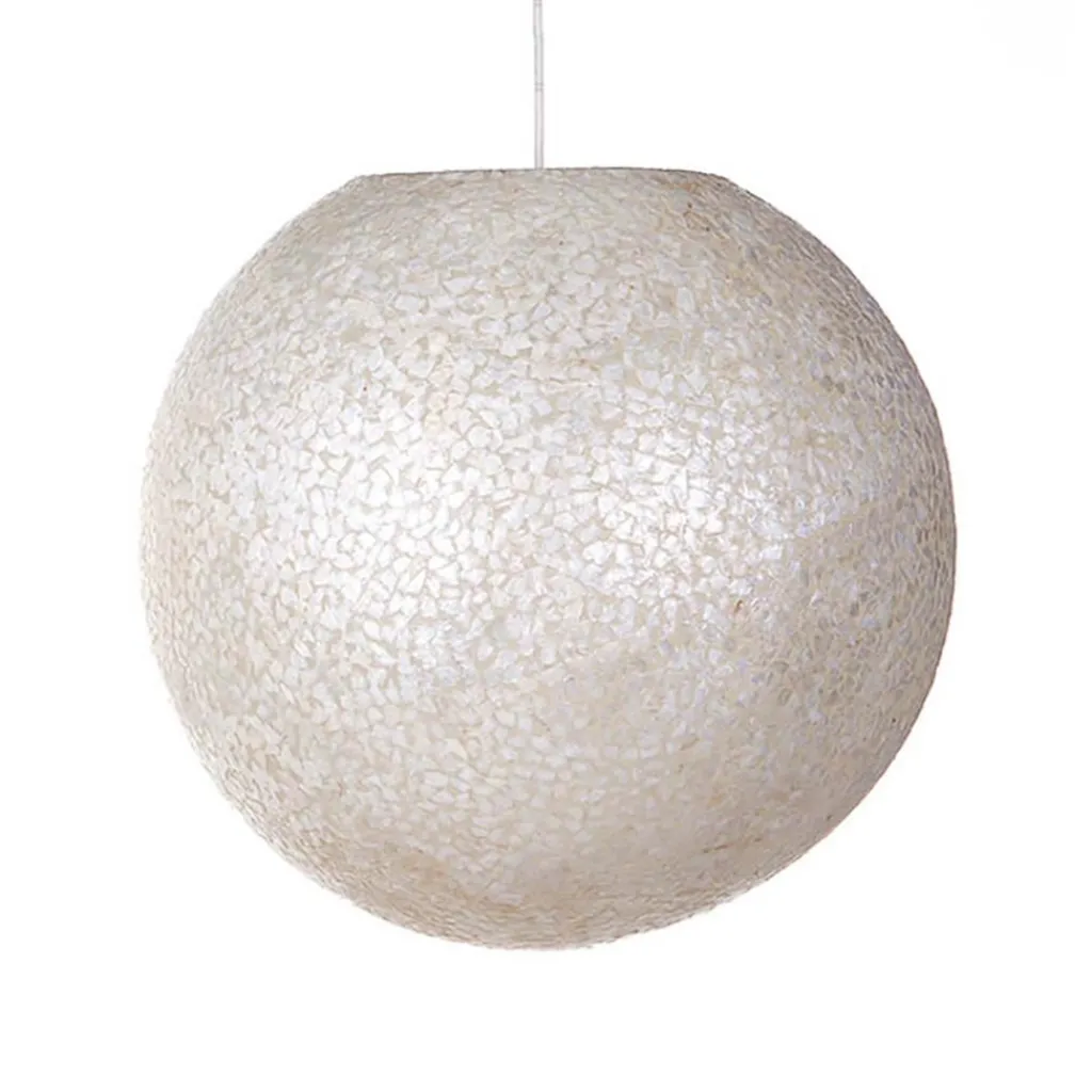 Straluma Ronde schelpen hanglamp wit/parelmoer 50 cm> Schelpenlampen|Halverlichting