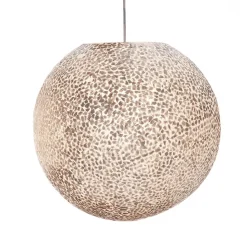 Straluma Ronde schelpen hanglamp wit/parelmoer 50 cm> Schelpenlampen|Halverlichting