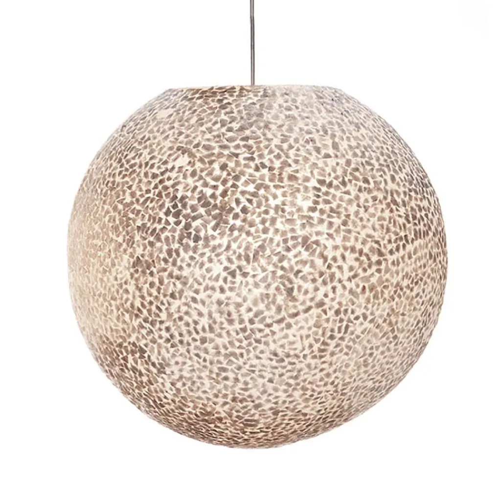 Straluma Ronde schelpen hanglamp wit/parelmoer 50 cm> Schelpenlampen|Halverlichting