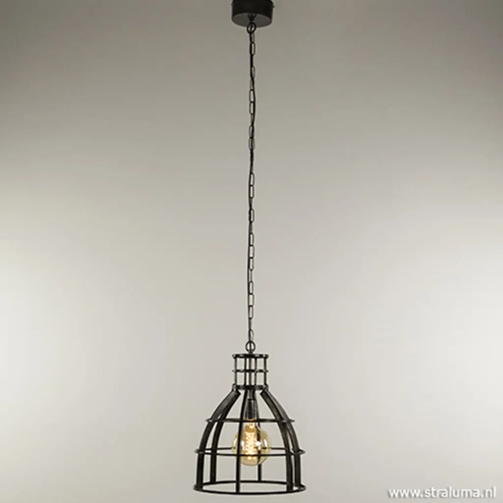 Straluma Ruw metalen hanglamp antiek zwart> Eettafellampen|Pendel Lampen