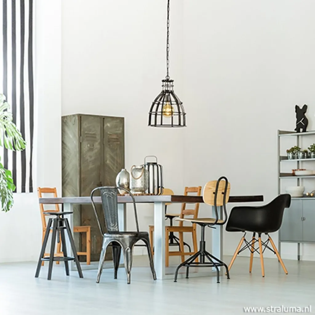 Straluma Ruw metalen hanglamp antiek zwart> Eettafellampen|Pendel Lampen