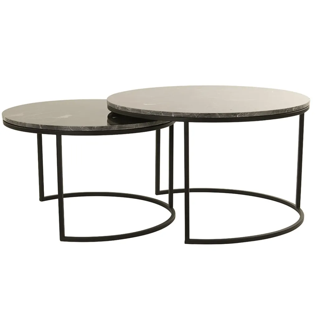 Straluma Salontafel Alfio set van 2 bruin marmer met zwart> Light and Living|Salontafels