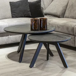 Straluma Salontafel rond hout zwart 60 cm></noscript> Bijzettafels|Salontafels