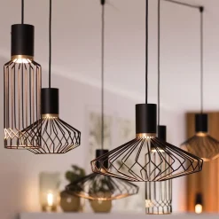 Straluma Samengestelde 6-lichts hanglamp spin met zwarte kappen></noscript> Eettafellampen|Keukenverlichting