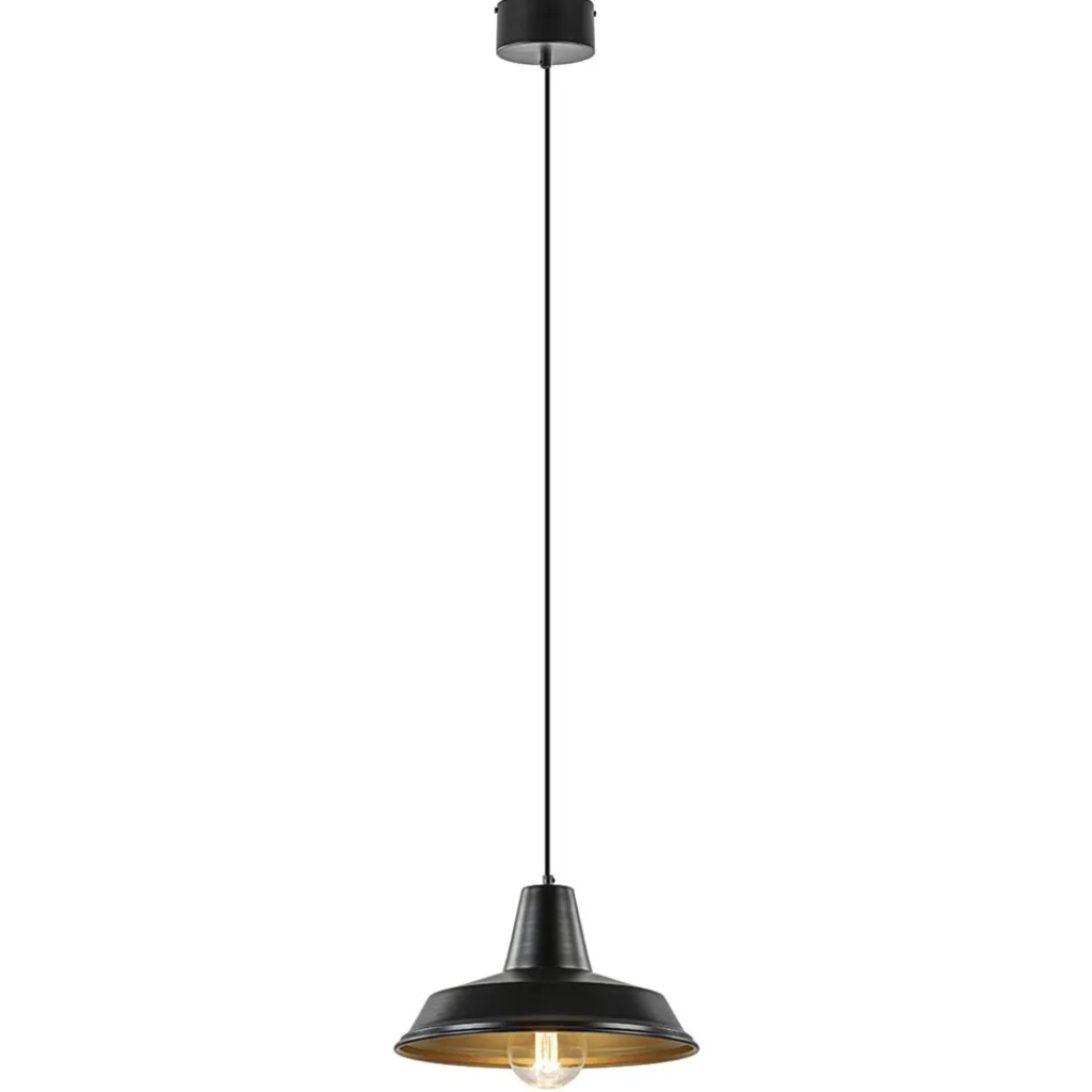 Straluma Scandinavische hanglamp zwart met goud 36 cm> Tienerkamerlampen|Kinderkamerverlichting