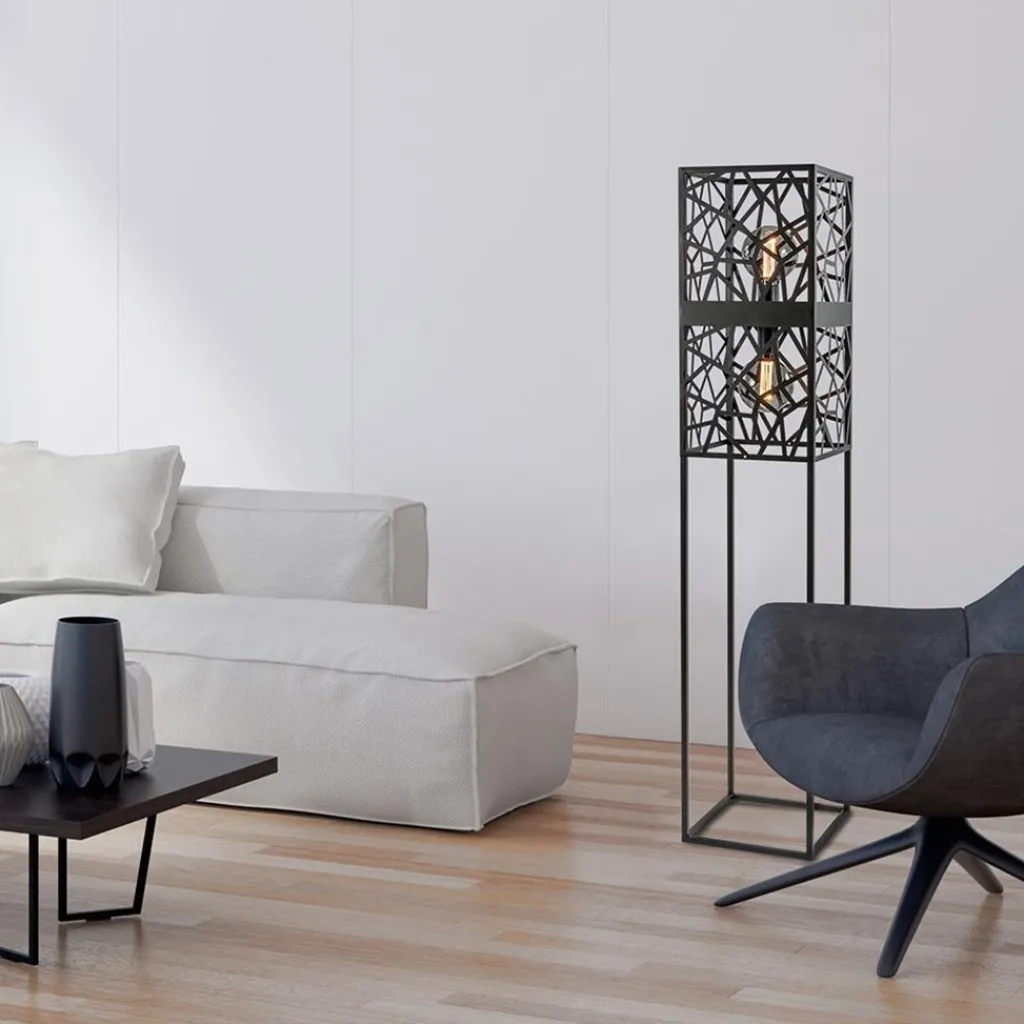 Straluma Scandinavische vloerlamp zwart frame> Vloerlampen|Industriële Verlichting