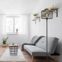 Straluma Scandinavsiche vloerlamp zwart met draadkorf></noscript> Vloerlampen|Draadlampen