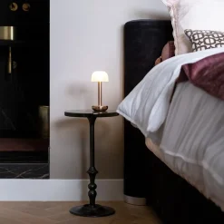 Straluma Sfeervolle tafellamp goud met frosted kapje op batterij></noscript> Tafellampen|Eetkamerverlichting