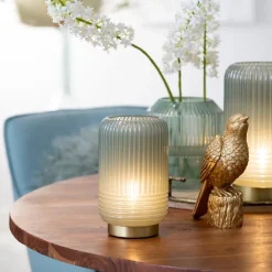 Straluma Sfeervolle tafellamp Lipa grijs groen op baterijen Light & Living></noscript> Tafellampen|Light and Living