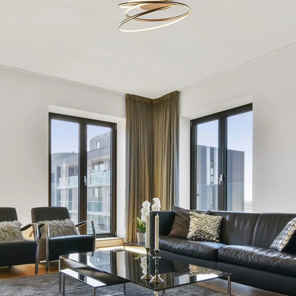 Straluma Sierlijke LED plafondlamp ringen goud> Plafondlampen|Design Verlichting