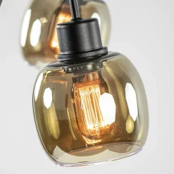 Straluma Sierlijke vloerlamp mat zwart met smoke glazen kappen><noscript><img width=