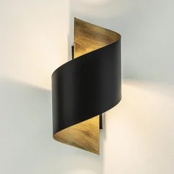Straluma Sierlijke wandlamp krul zwart met goud><noscript><img width=