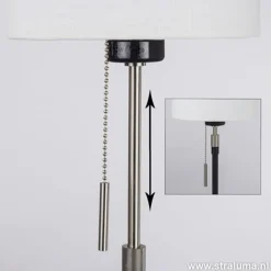 Straluma Smalle vloerlamp zwart-staal linnen kap></noscript> Schemerlampen|Woonkamerlampen