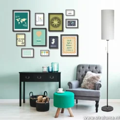 Straluma Smalle vloerlamp zwart-staal linnen kap></noscript> Schemerlampen|Woonkamerlampen