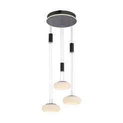 Straluma Smart hanglamp rond 3-lichts dimbaar zwart/opaal> Hanglampen|Smart lampen