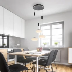 Straluma Smart hanglamp rond 3-lichts dimbaar zwart/opaal></noscript> Hanglampen|Smart lampen