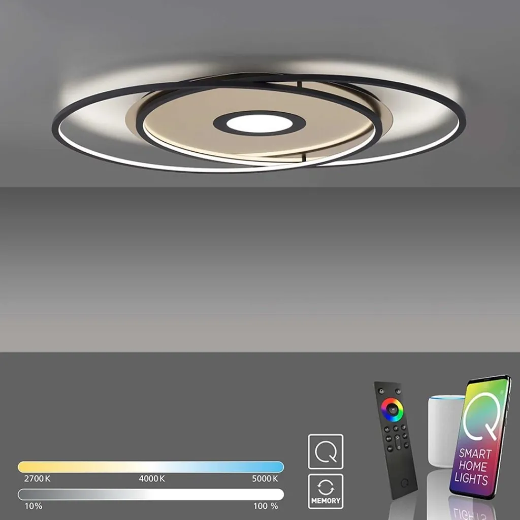 Straluma Smart plafondlamp goud met zwart dimbaar> Plafondlampen|Smart lampen