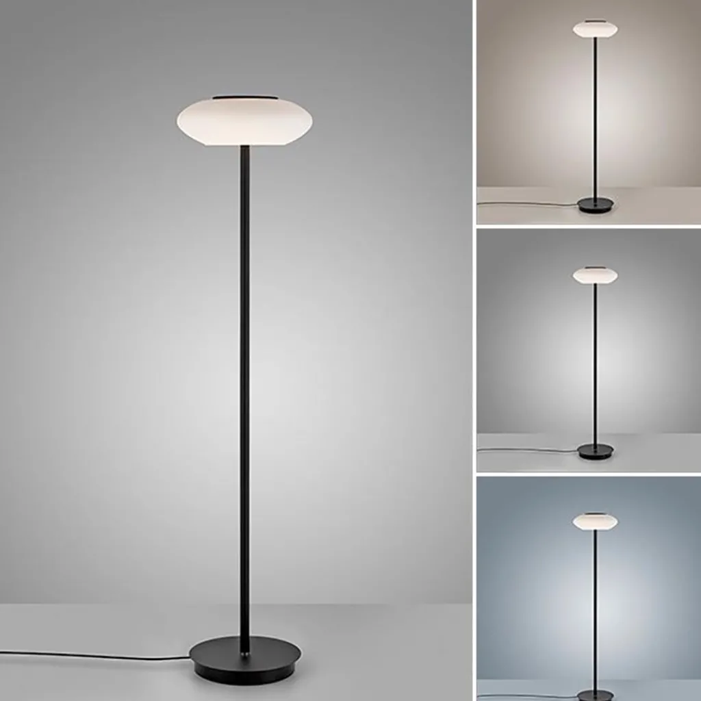 Straluma Smart vloerlamp zwart met wit glas dimbaar> Vloerlampen|Smart lampen