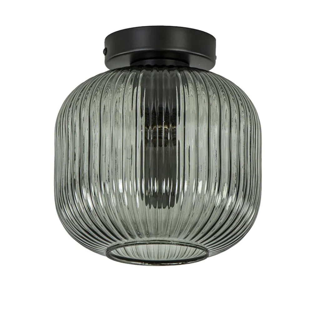 Straluma Smoke glazen plafondlamp met zwarte bevestiging> Plafondlampen|Klassieke Verlichting