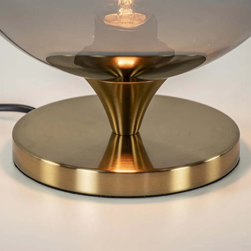 Straluma Smoke glazen tafellamp met gouden voet> Tafellampen|Luxe Verlichting