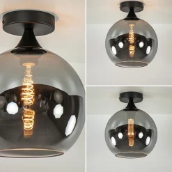 Straluma Smoke/titanium plafondlamp 25 cm met zwart><noscript><img width=