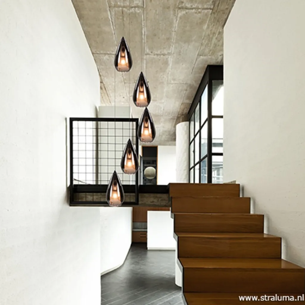 Straluma Smokey glazen vide-hanglamp chroom> Videverlichting|Pendel Lampen