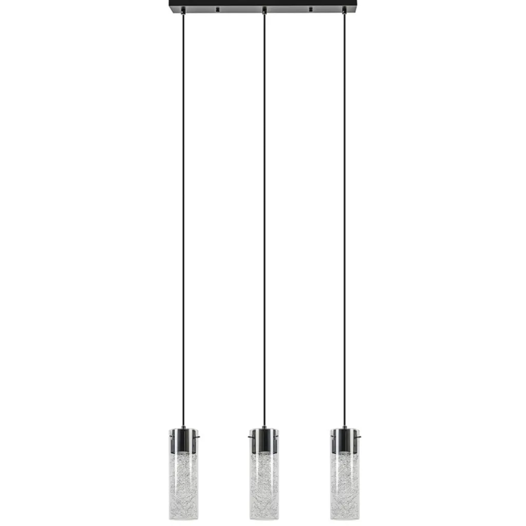 Straluma Speelse hanglamp zwart met helder glas 3-lichts> Eettafellampen|Pendel Lampen
