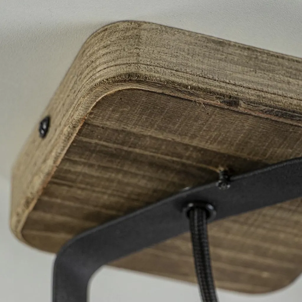 Straluma Spot 1-lichts zwart met hout> Wandlampen|Opbouwspots