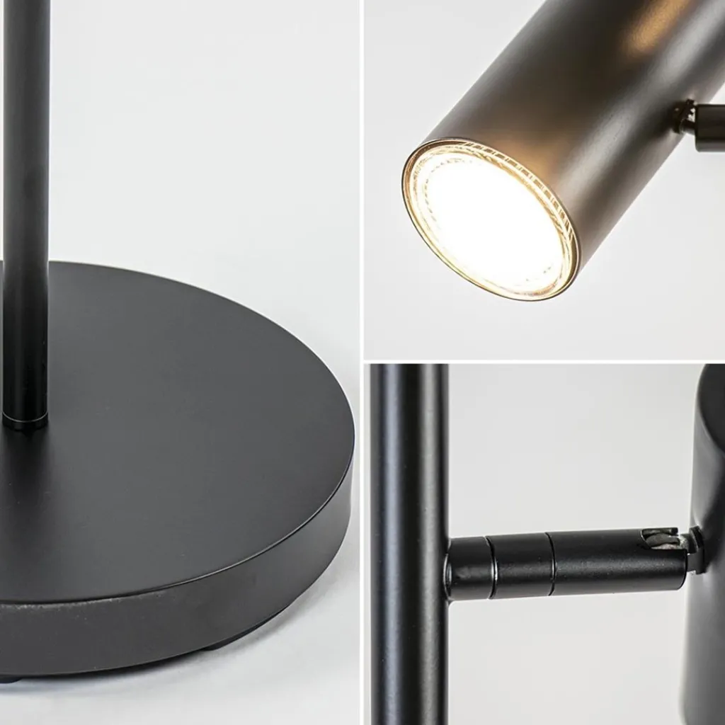 Straluma Staande Burgos spot dubbel zwart 3-step> Vloerlampen|Leeslampen