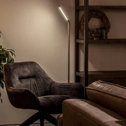 Straluma Staande leeslamp nikkel met dimmer></noscript> Vloerlampen|Leeslampen