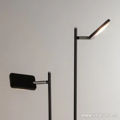 Straluma Staande 2-lichts leeslamp zwart 2xpushdimmer></noscript> Vloerlampen|Leeslampen