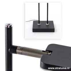 Straluma Staande 2-lichts leeslamp zwart 2xpushdimmer></noscript> Vloerlampen|Leeslampen