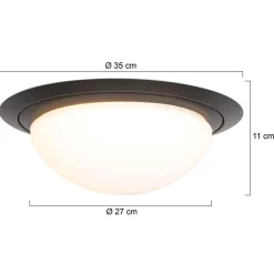 Straluma 3-Standen dimbare LED plafondlamp zwart met wit glas IP44></noscript> Plafondlampen|Plafonnières