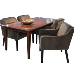 Straluma Stijlvolle eetkamerstoel bruin met zwarte poot></noscript> Eetkamerstoelen