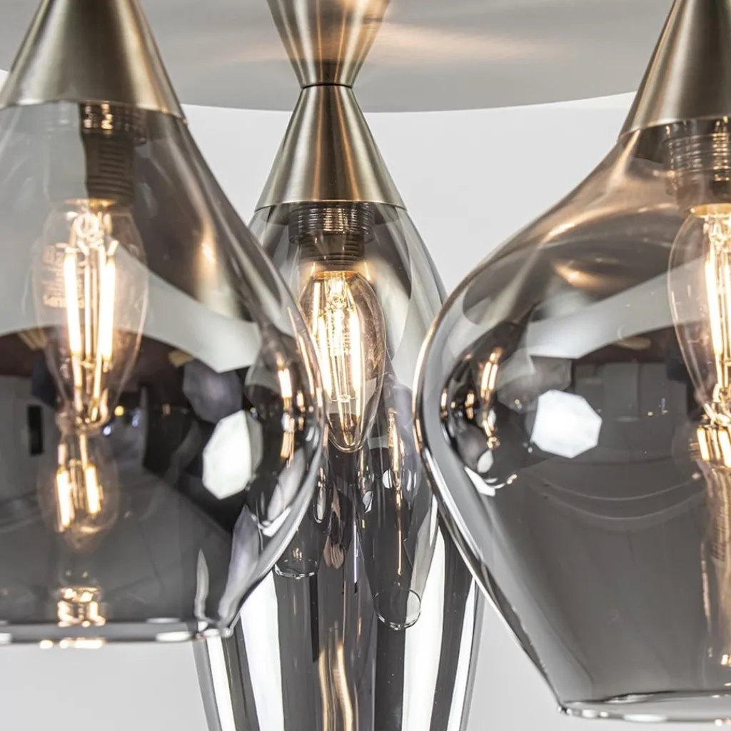 Straluma Stijlvolle plafondlamp nikkel mat met smoke glas> Halverlichting|Plafondlampen