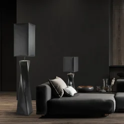 Straluma Stijlvolle vloerlamp zwart keramiek met hoge kap><noscript><img width=