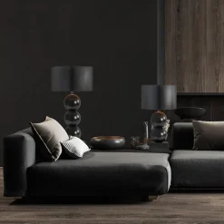 Straluma Stijvolle tafellamp keramiek zwart met kap zwart/goud><noscript><img width=