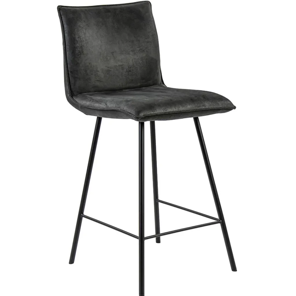 Straluma Stoere barkruk met bull lederen zitting antraciet> Barkrukken