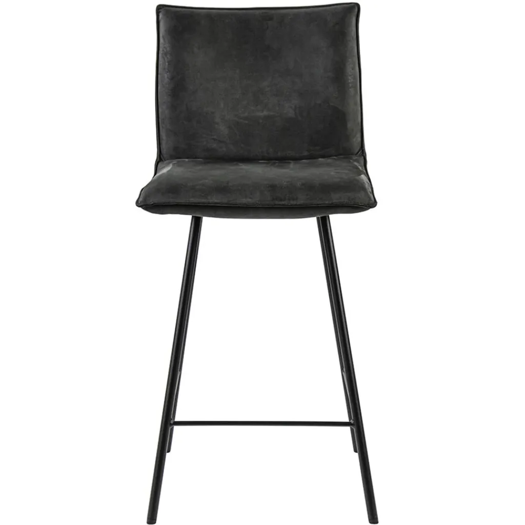 Straluma Stoere barkruk met bull lederen zitting antraciet> Barkrukken