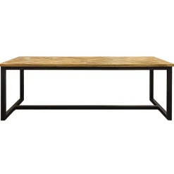 Straluma Stoere eettafel mangohout met visgraat en zwarte poot> Eettafels