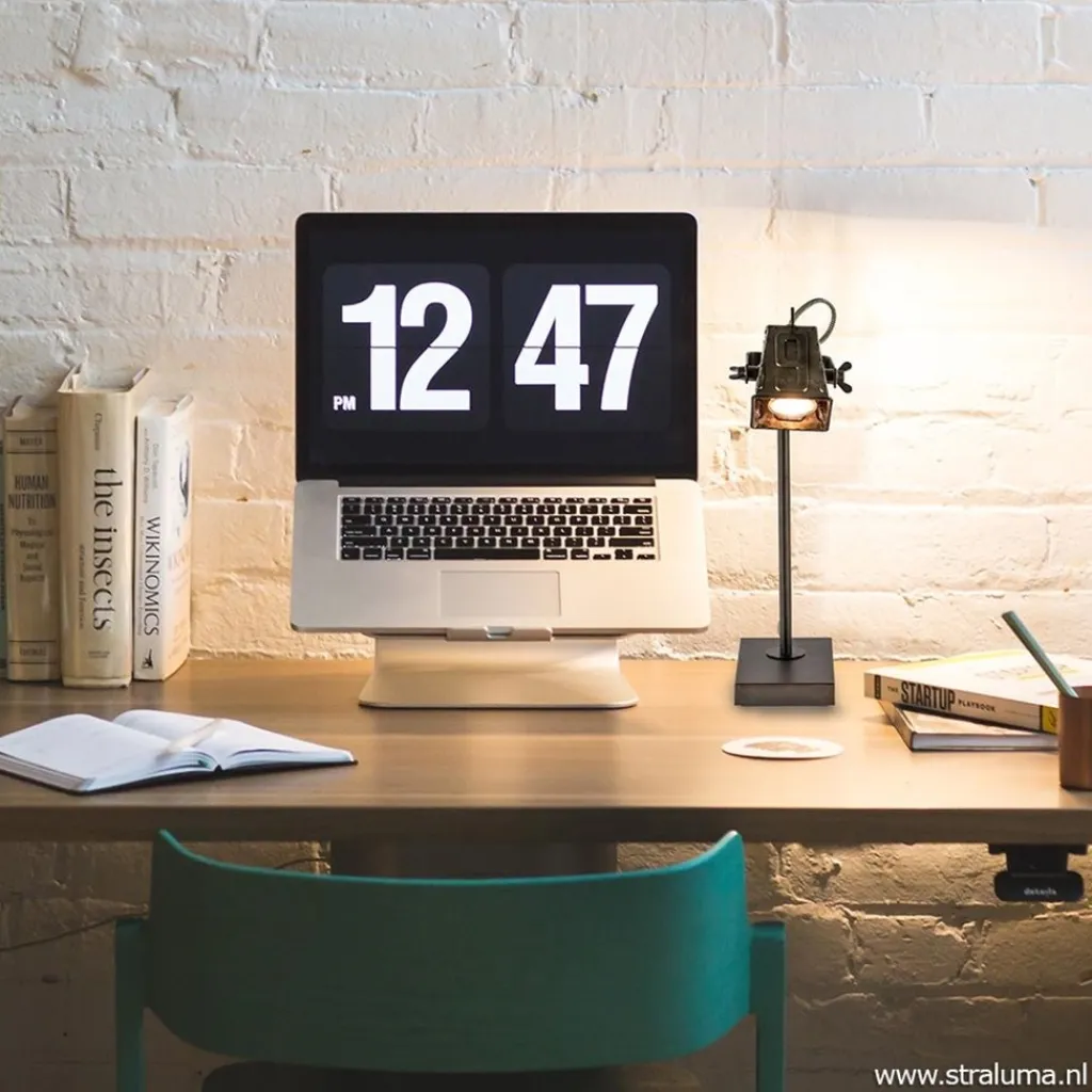 Straluma Stoere industriele tafel/bureaulamp black steel> Bureaulampen|Leeslampen