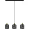 Straluma Stoere 3-lichts hanglamp mat zwart met goud> Eettafellampen|Pendel Lampen
