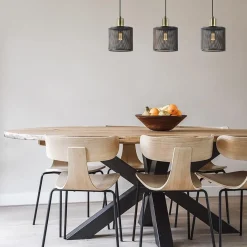 Straluma Stoere 3-lichts hanglamp mat zwart met goud><noscript><img width=