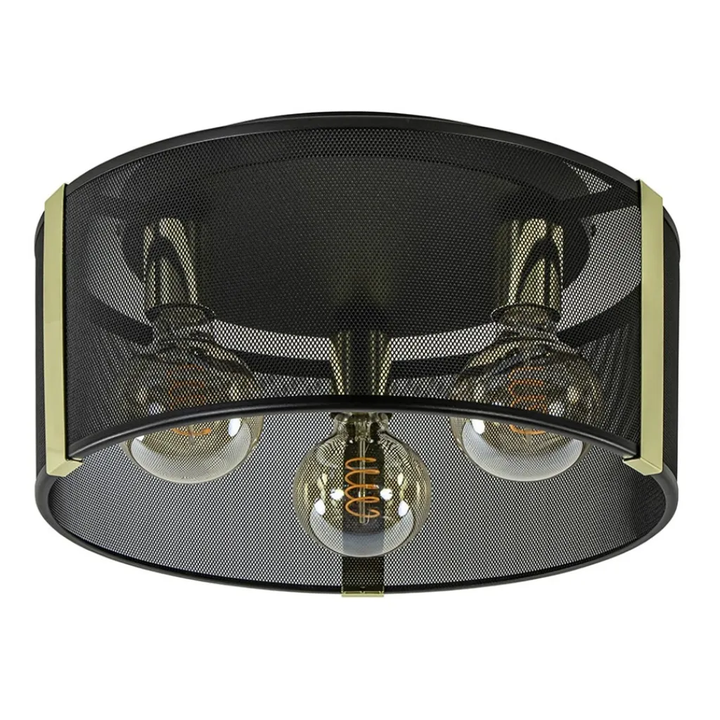 Straluma Stoere plafondlamp zwart met glossy goud> Plafondlampen|Industriële Verlichting