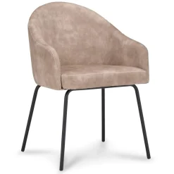 Straluma Stoffen armstoel sand met smalle metalen poot> Eetkamerstoelen