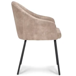 Straluma Stoffen armstoel sand met smalle metalen poot></noscript> Eetkamerstoelen